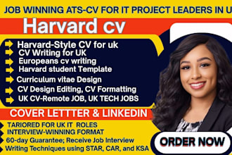 write and design an ats harvard style CV for UK european CV, harvard student CV