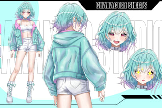 draw reference sheets or character sheets for anime, manga and vtuber model