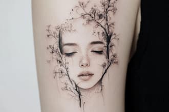draw sleeve tattoo design in geometric style