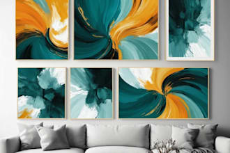 create unique printable digital oil paint abstract wall art