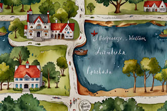 create a custom wedding map watercolor style