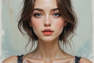 draw digital portrait oil painting from photo