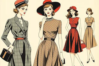 draw a fashion illustration in vintage style