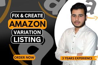 create amazon fba listing professionally, bulk listing and variation