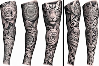 tattoo design as henna pattern minimal, floral and tribal