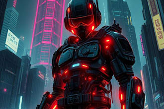 illustrate cyberpunk cyborg art