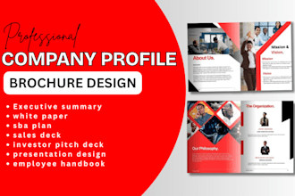 design company profile, report executive summary, business employee handbook sba