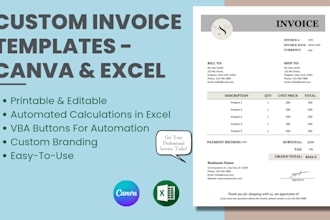create professional invoice templates in canva and excel