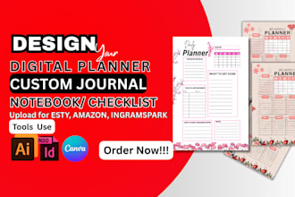 design canva fillable pdf interactive digital journal cover tracker planner kdp