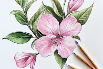 do botanical illustrations of flowers, plants, fruits