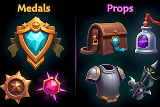 create high quality 2d game assets, props, icons, objects, and UI