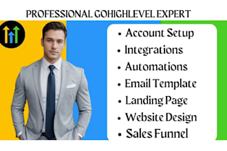 setup gohighlevel sales funnel, landing page, website, automation, integrations