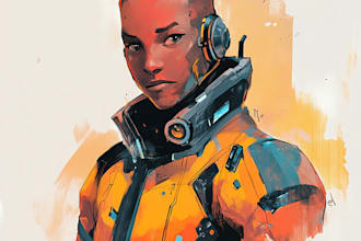 make a fantasy sci fi character or landscape illustration