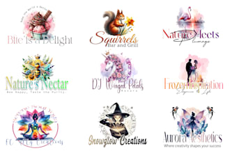 create dreamy feminine watercolor logo for boutique, baby or pet brand