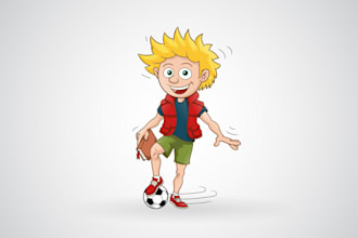 design happy active curious old boy character logo