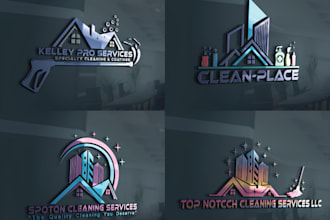 do modern home cleaning, pressure washing and power washing logo design