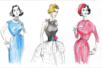 draw a fashion illustration in vintage style