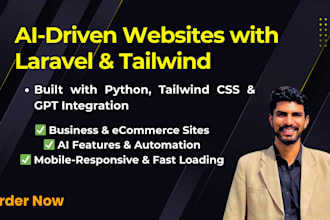 develop a custom website with laravel, python, and tailwind CSS