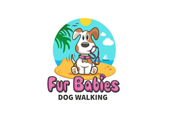 design fun and playful dog walking logo
