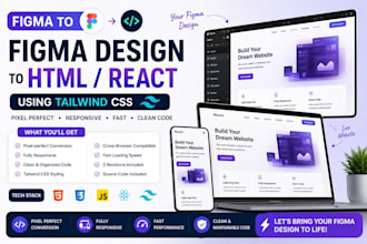 convert figma to react js, figma to html css, responsive website