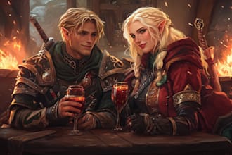 create a dnd character or dnd party art illustration