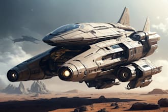 draw sci fi vehicle design and spaceship concept art