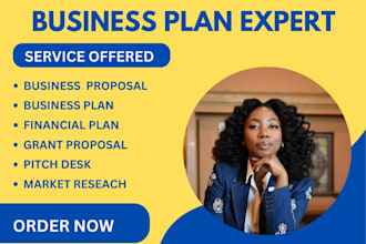 write startup business plan, grant proposal, market research, pitch deck writer