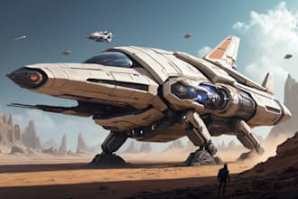 create a sci fi vehicle design and spaceship concept art