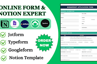 design jotform, notion template, online survey multistep google forms automation