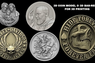 3d coin model 3d bas relief design 3d medallion 3d printing cnc relief engraving