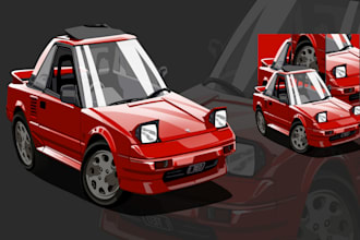 draw car vector illustration into vector chibi style