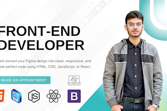 convert figma file in HTML, CSS javascript, and react, bootstrap conversion