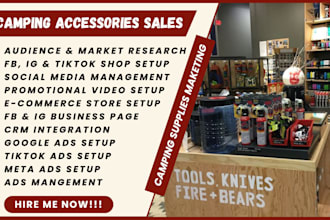 camping supplies sales leads outdoor gear marketing camping gadget facebook ads