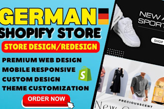 setup redesign german shopify store, german website, dropshipping store, seo