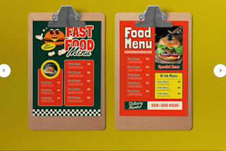 design price list, food menu, sell sheets, restaurant, spa menu, poster design,