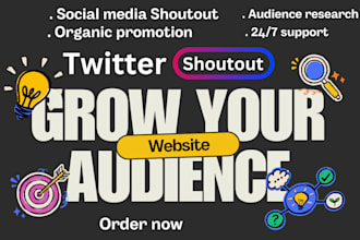 shoutout website promotion, twitter sharing product website link to 120m USA, UK