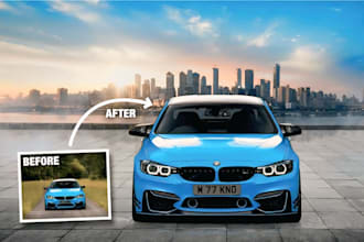 car photos editing, weather road and car color change