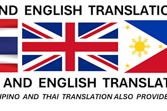 translate doc, audio or video from thai or filipino to english and vice versa