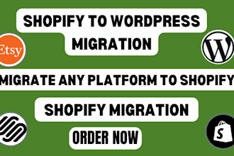 migrate to shopify wordpress wix squarespace  etsy website to shopify migration