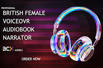 narrate fiction book for acx audiobook with warm female british voice over actor