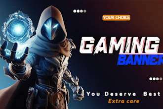 design an ultimate gaming banner for youtube and twitch twitter