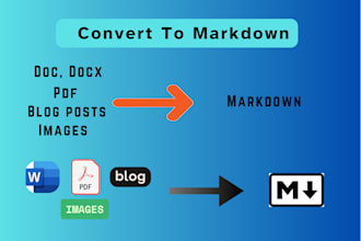 convert your PDF, word document, blog posts, images etc to clean markdown format