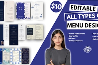 design a professional restaurant menu, food menu, and flyer