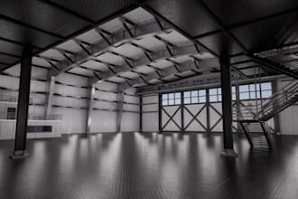 do 3d hanger design, warehouse, aircraft garage, shipyards design