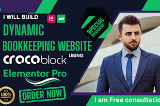 do full bookkeeping website with crocoblock, elementor tax accounting website