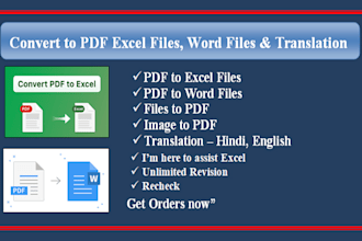 do PDF to excel convert, PDF to word, translation