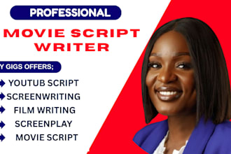research and write a professional script, movie script writing, script writing
