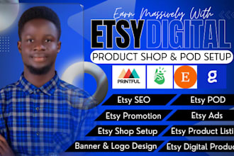 create profitable etsy digital product shop pod seller shop for new etsy seller