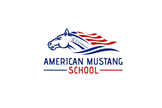 design mustang school educates logo