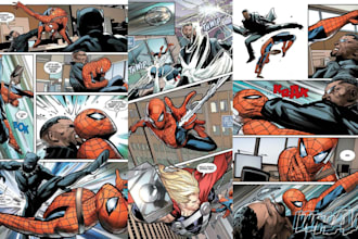 draw superhero cartoon character illustration comic book dc marvel comic page